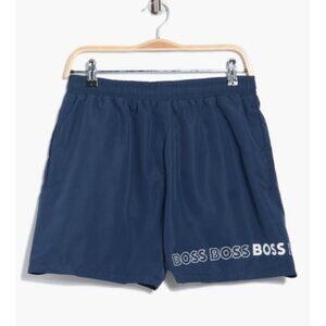 NWT Hugo Boss Men's Swim Trunks 5.5" Shorts Dolphin SZ Large (33") Navy Blue